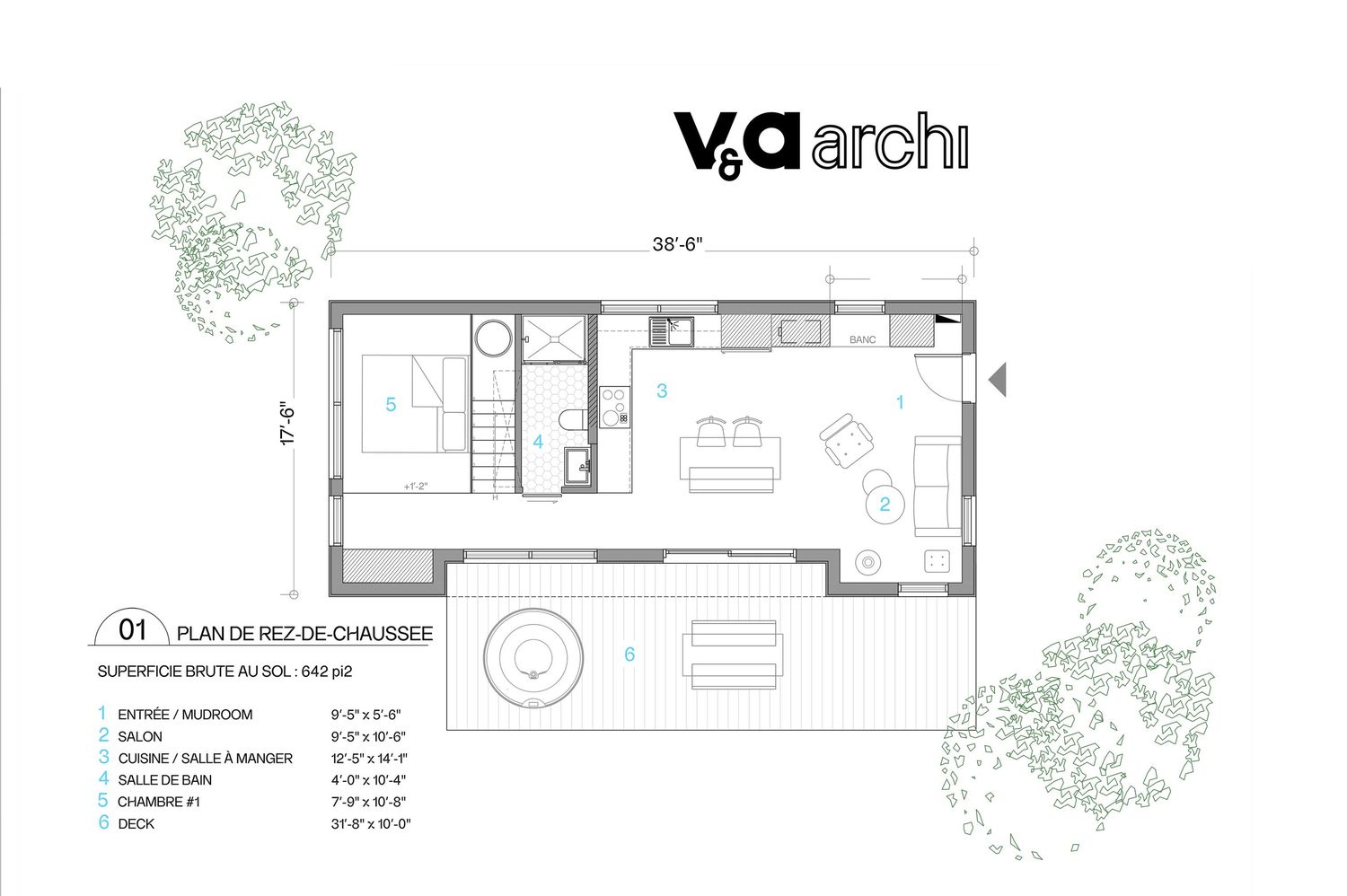 Plano de Planta de un proyecto de tipo Mini casas cerca de Montreal (Gran Montreal) por VA architectures & design