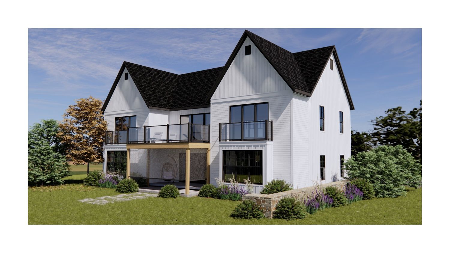 Rendu 3D d'un projet de Maisons unifamiliales près de Granby/Bromont/Cowansville (Estrie) de Point M architecture et design