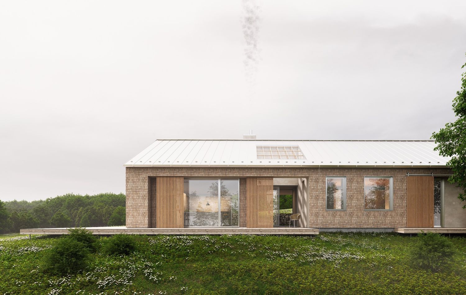 Renderizado en 3D de un proyecto de tipo Viviendas unifamiliares cerca de Gaspésie - Îles-de-la-Madeleine por atelier vert forêt