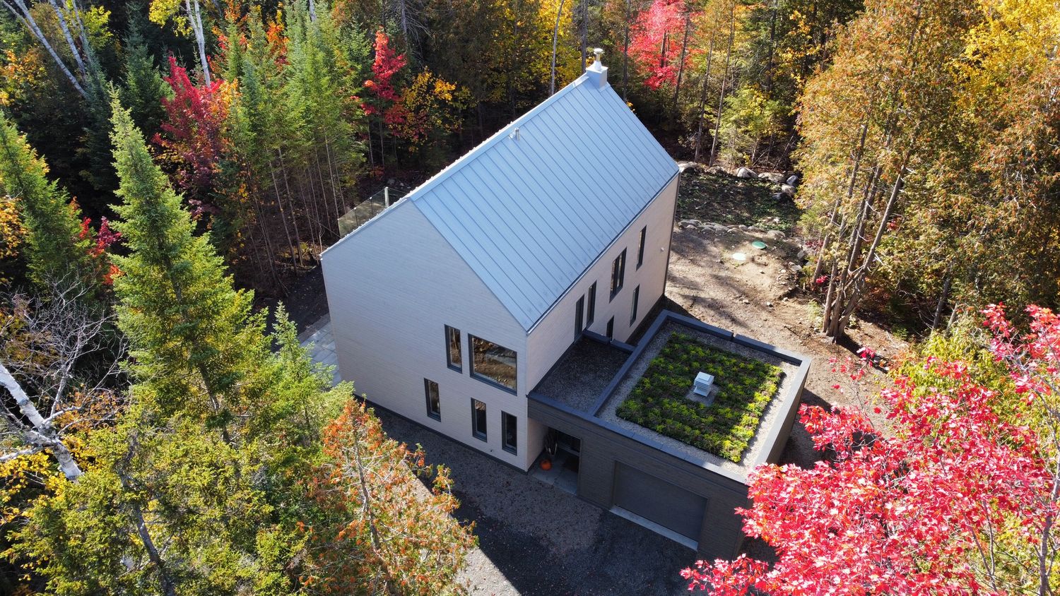 Aerial view from a Single family homes project near Saint-Jerome (Laurentides) by Biophile architecture