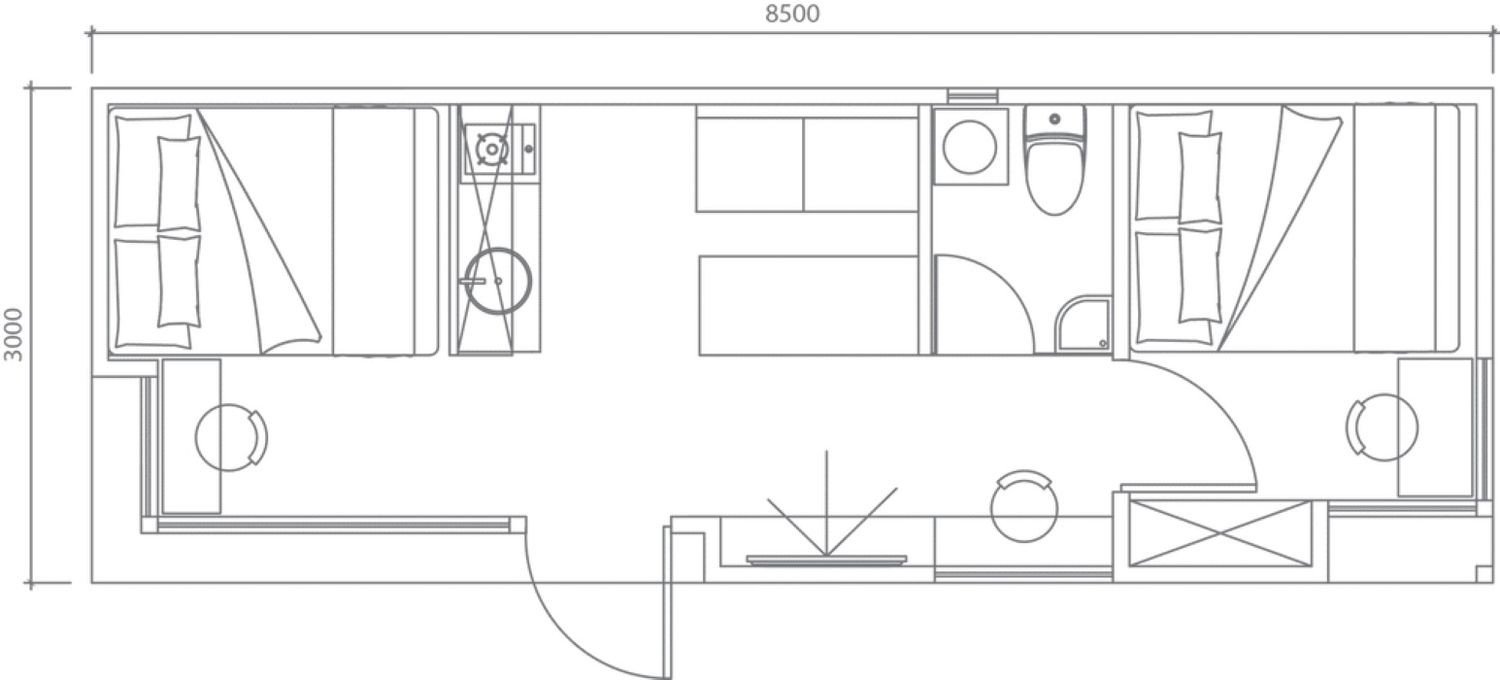 Plano de Planta de un proyecto de tipo Mini casas cerca de Los Ángeles - Long Beach - Anaheim por Nestron House Pte. Ltd.