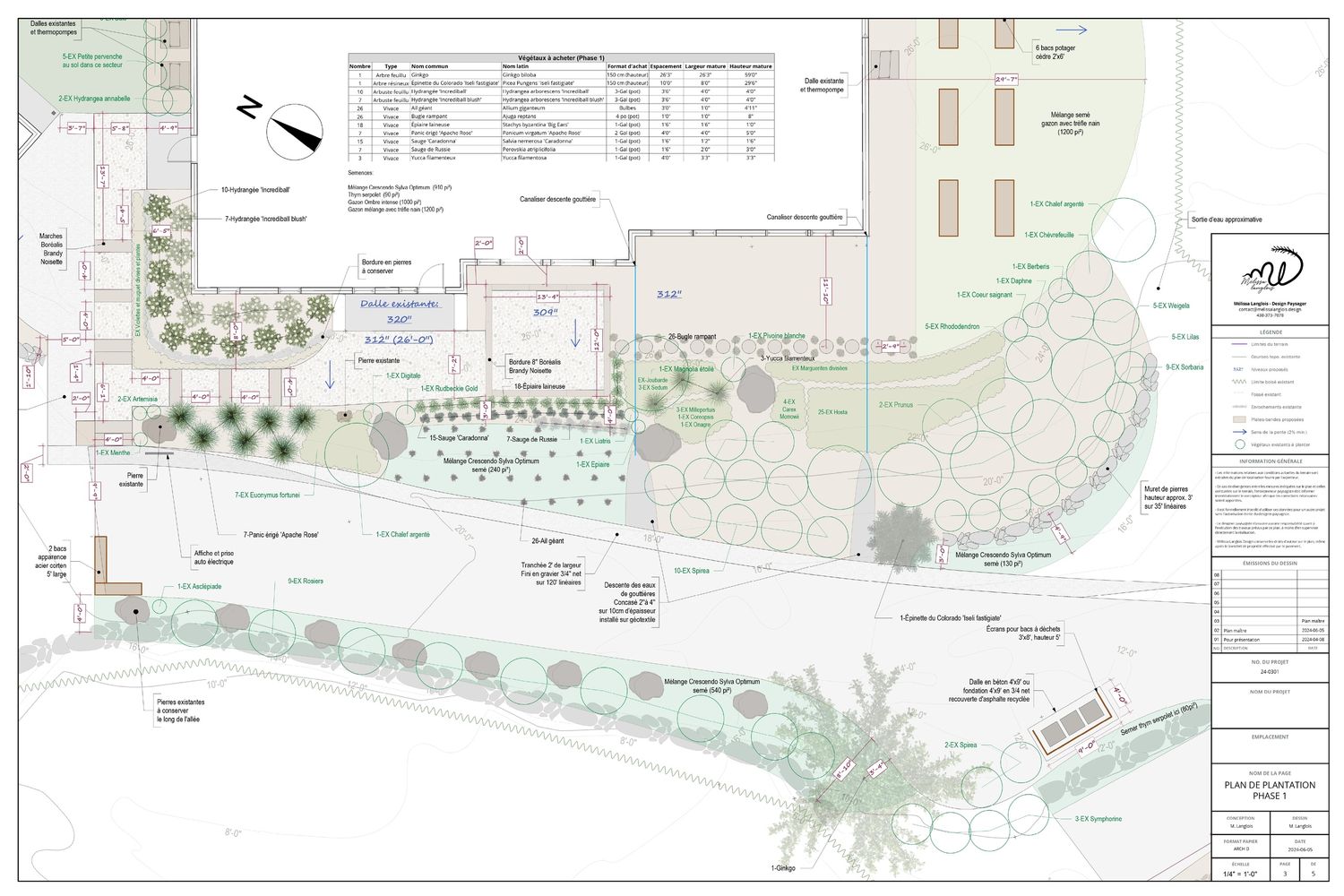 Plan d'aménagement paysager d'un projet de Aménagement paysager près de Granby/Bromont/Cowansville (Estrie) de Melissa Langlois - Design paysager