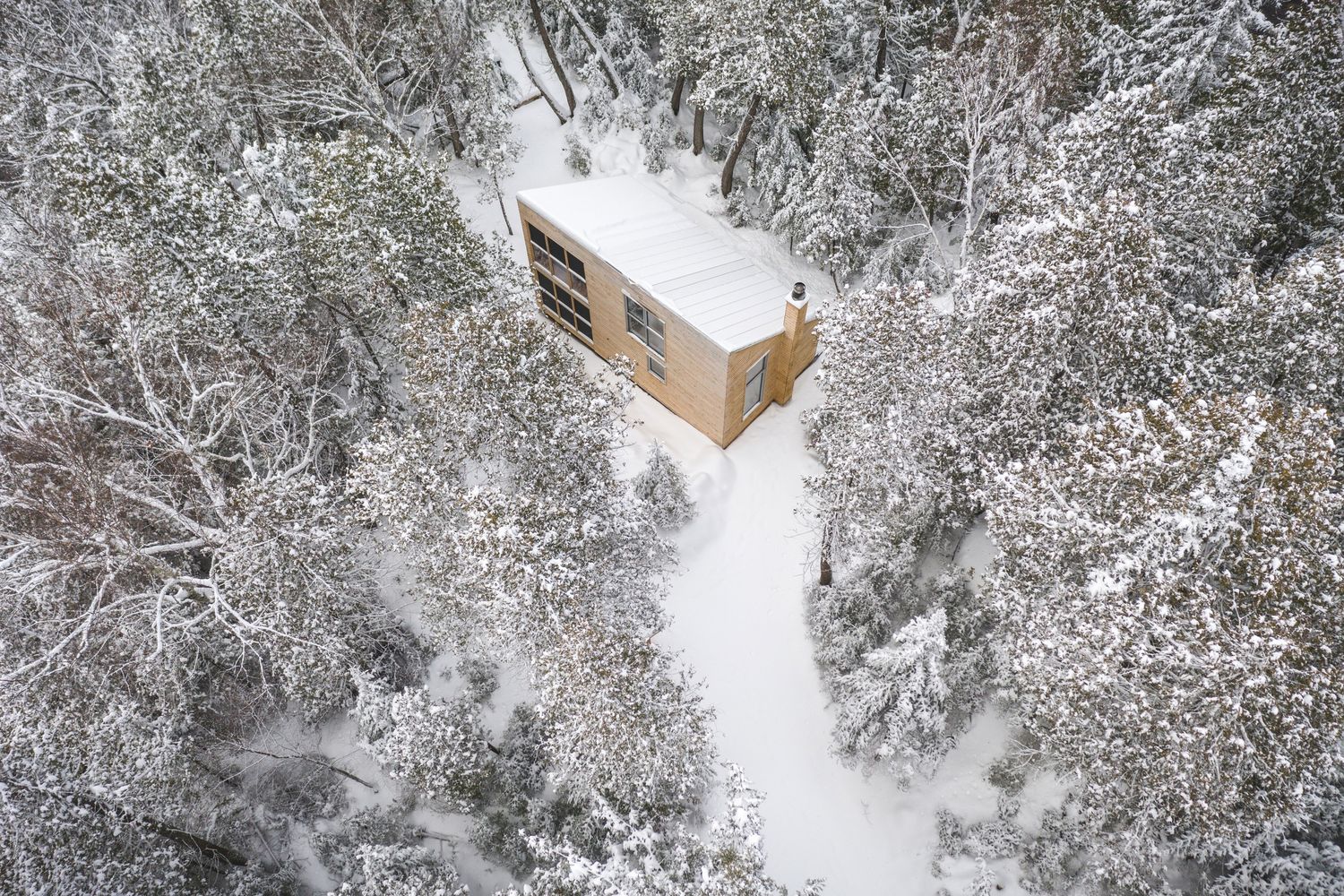 Aerial view from a Tiny Houses project near Gatineau (Outaouais) by Atelier L'Abri