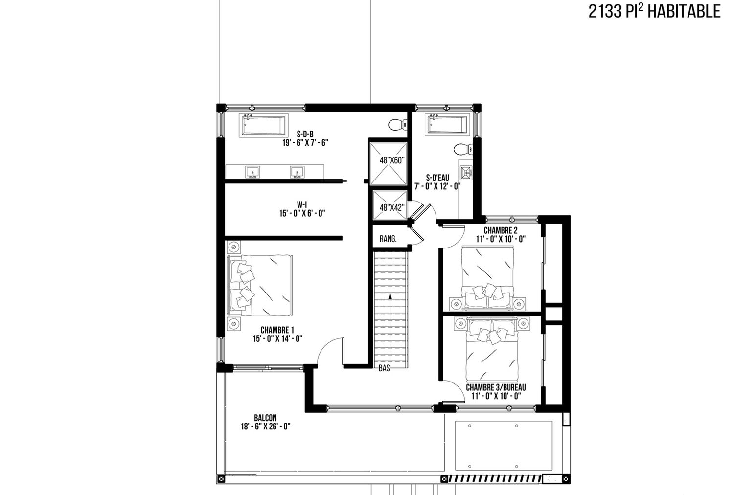 Plano de Planta de un proyecto de tipo Viviendas unifamiliares cerca de Joliette (Lanaudière) por vib architecture inc.