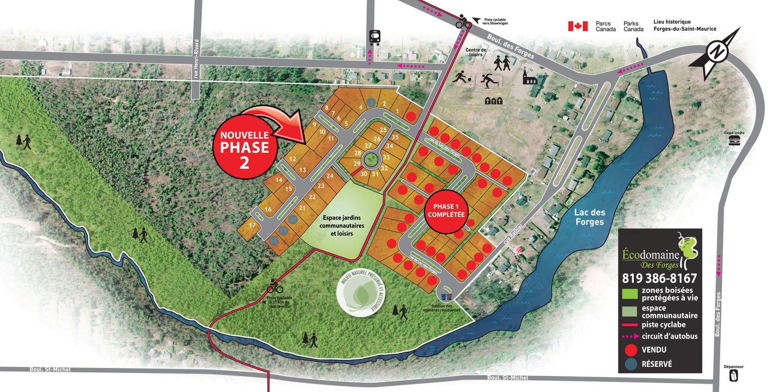 Plan de implantación y parcelación de un proyecto de tipo Desarrollos inmobiliarios cerca de Trois-Rivières (Mauricie) por Écodomaine des Forges