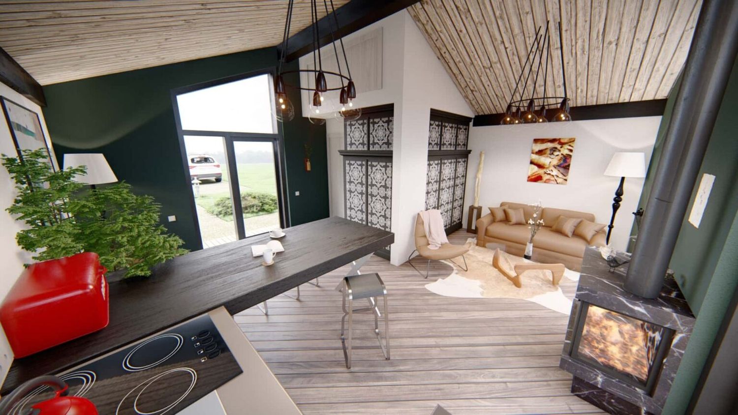 3D Rendering from a Prefab and Modular Houses project near Chico by Eldorado Global Service