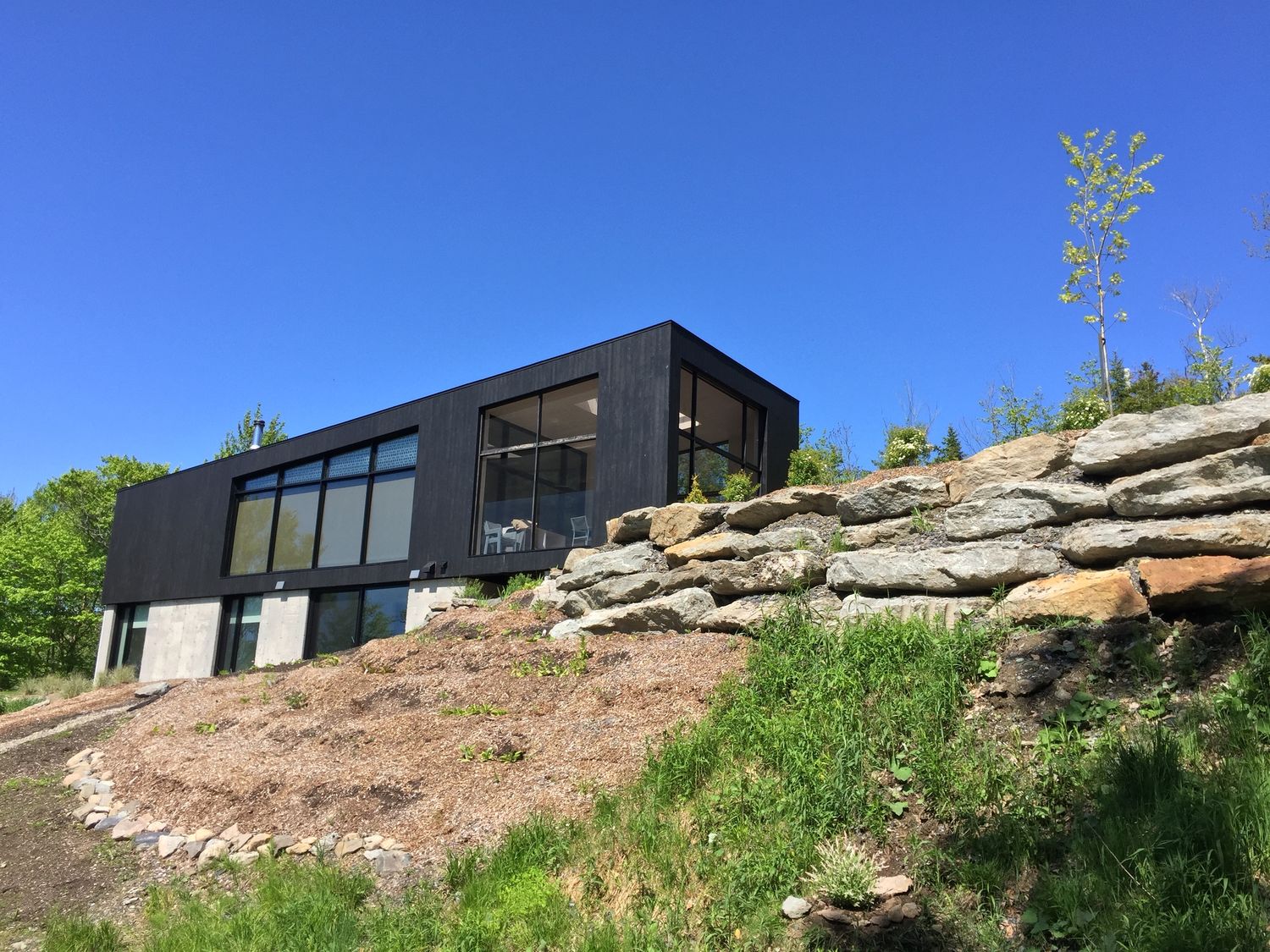 Cour arrière d'un projet de Revêtement et parement extérieur près de Montréal/Laval/Longueuil (Grand Montréal) de Arbres et bois inc.