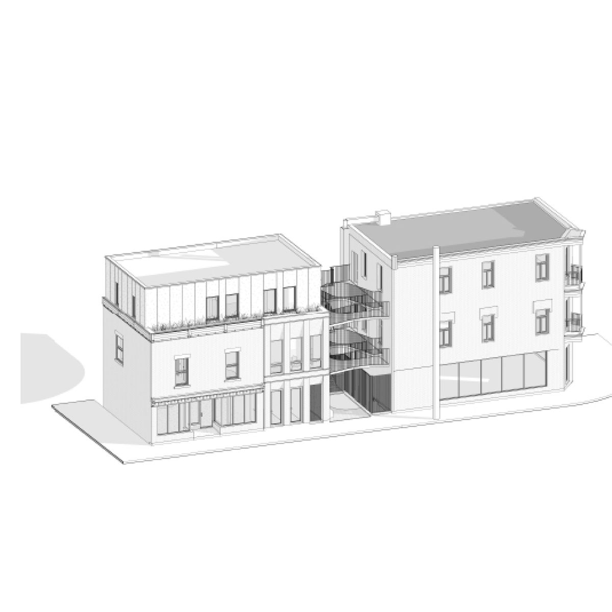 Diagrama de un proyecto de tipo Adiciones del segundo piso cerca de Montreal (Gran Montreal) por atelier vert forêt