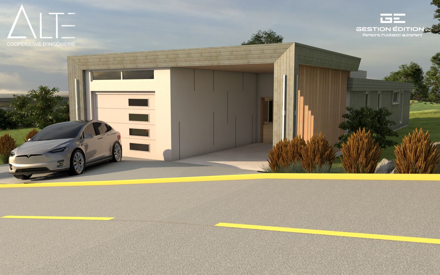 Rendu 3D d'un projet de Planification et conception de quartier près de Saint-Jérôme/Blainville (Laurentides) de ALTE Coop