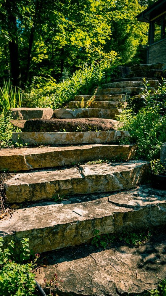 Staircase from a Landscaping around a pool project near Quebec City - Levis by Repères