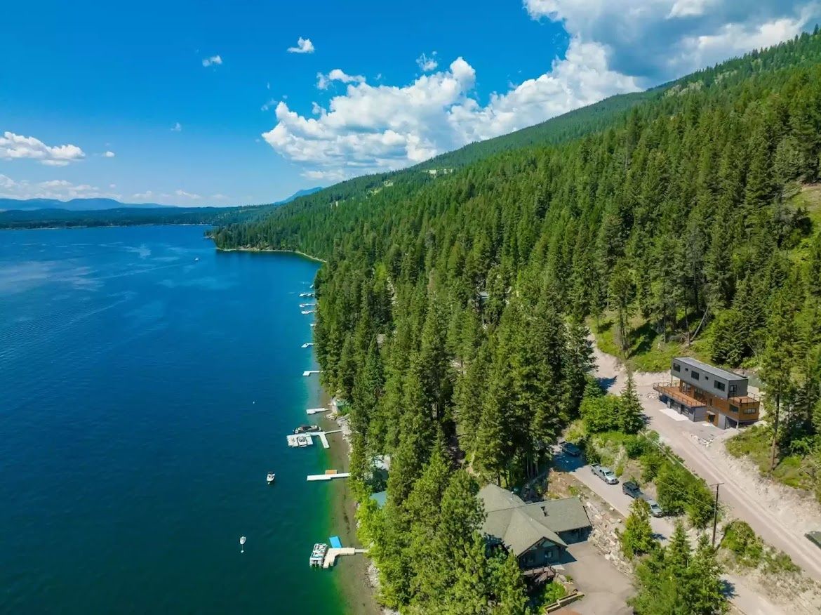 Aerial view from a Prefab and Modular Houses project near Missoula by Built Prefab