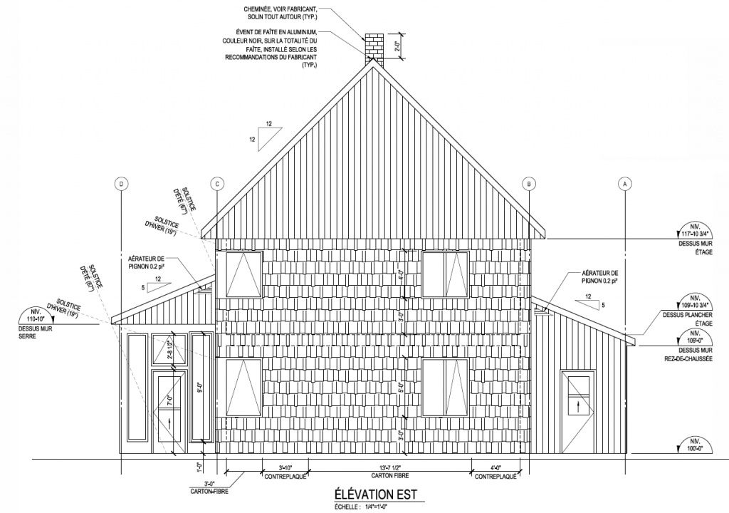 Elevation from a Single family homes project near Gaspésie - Îles-de-la-Madeleine by ALTE Coop