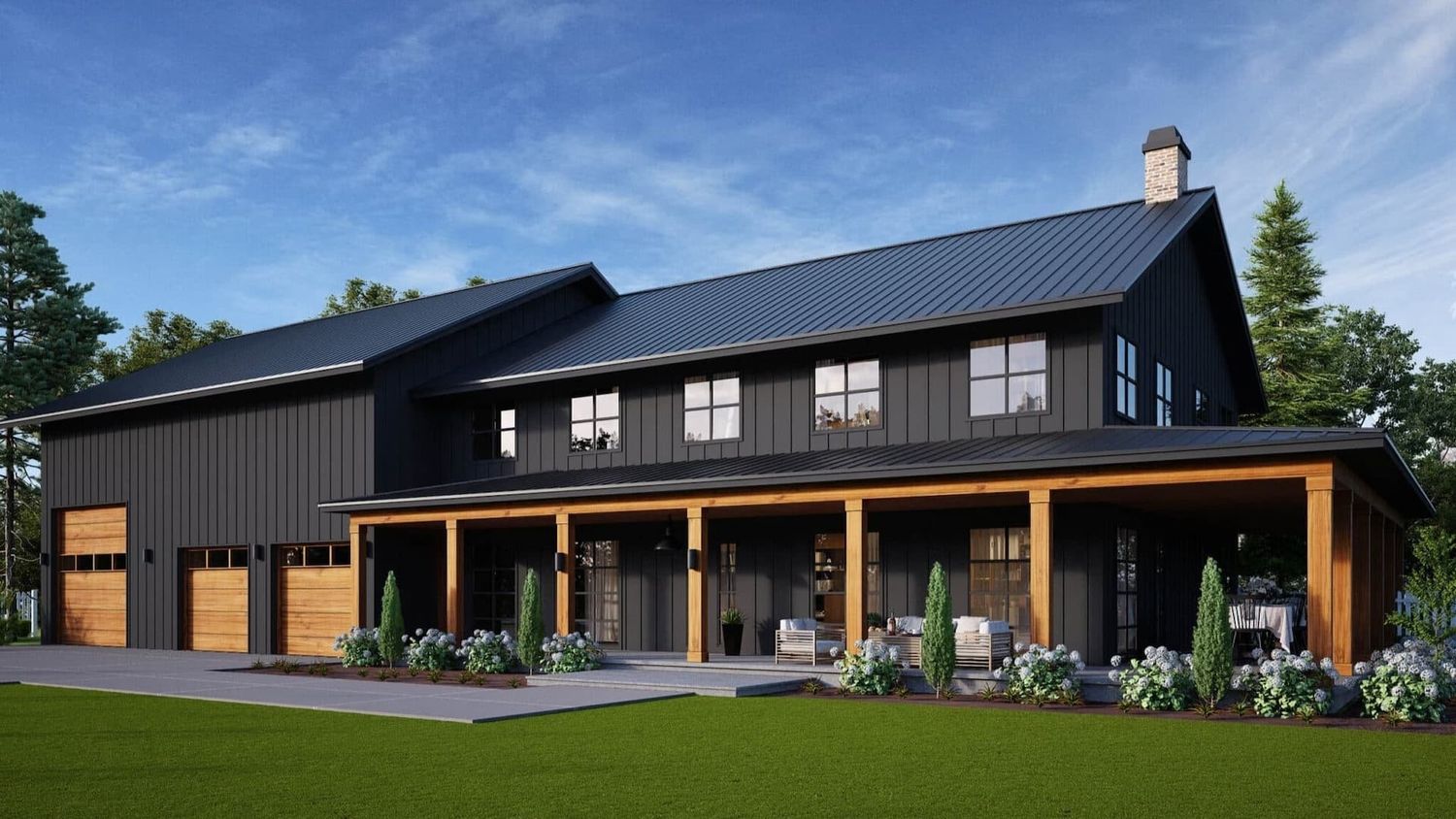 Façade avant d'un projet de Maisons usinées et modulaires près de Austin de Metal America
