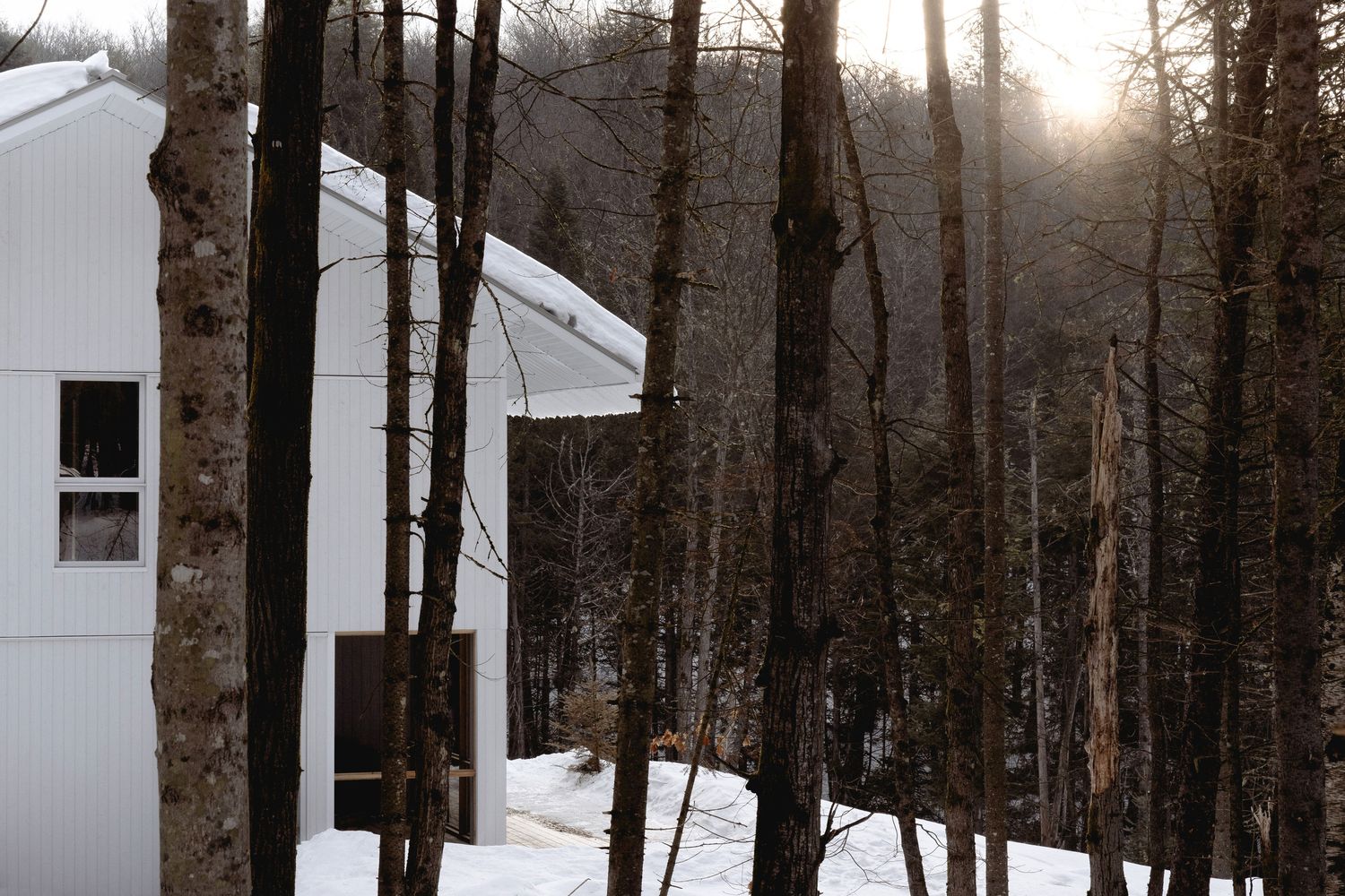 Patio trasero de un proyecto de tipo Viviendas unifamiliares cerca de Saint-Jérôme (Laurentides) por Atelier L'Abri