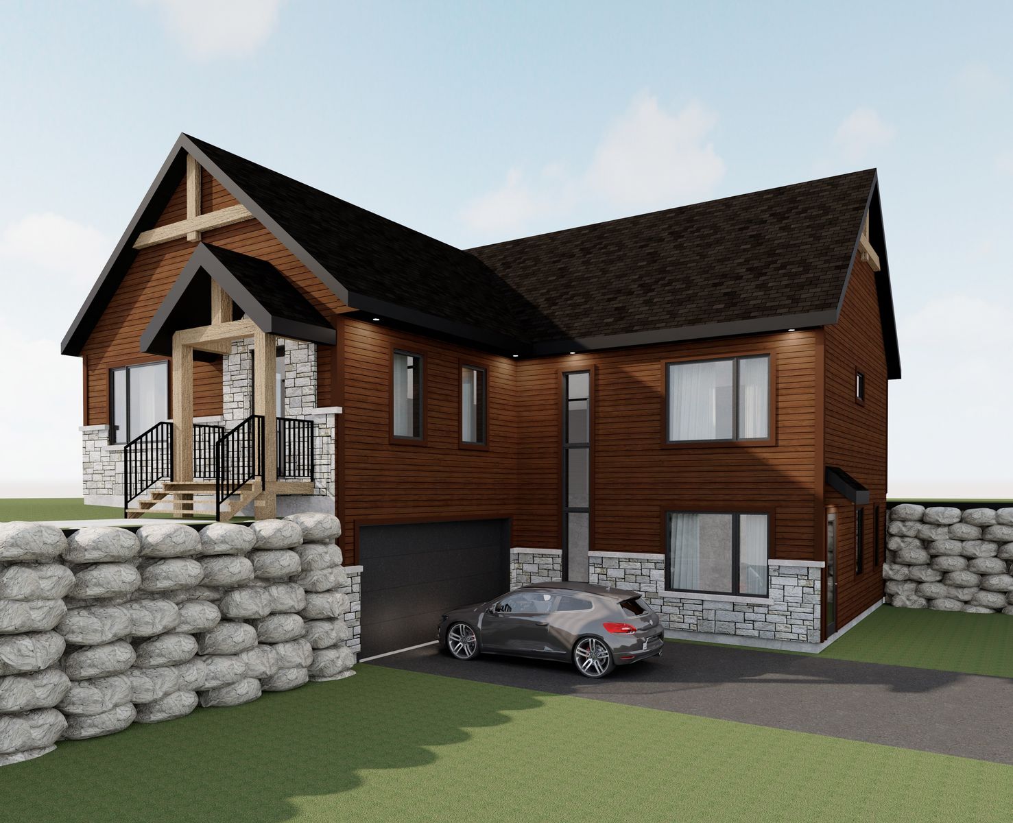 3D Rendering from a Single family homes project near Saint-Jerome (Laurentides) by Conception G.R