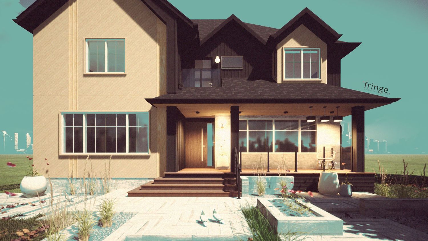 3D Rendering from a Second Floor Additions project near Calgary by Fringe Architecture Studio