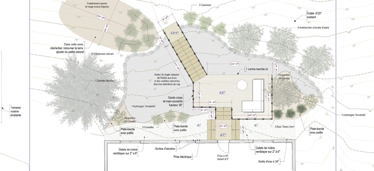 Landscaping Plan from a Landscaping project near Granby - Bromont - Cowansville by Melissa Langlois - Design paysager