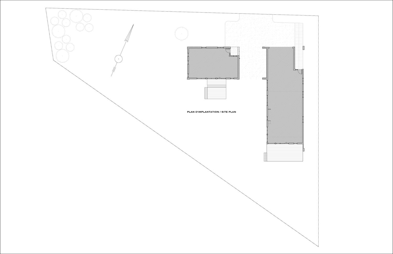 Site Plan from a Accessory Dwelling Units (ADUs) project near Quebec City - Levis by Quinzhee Architecture