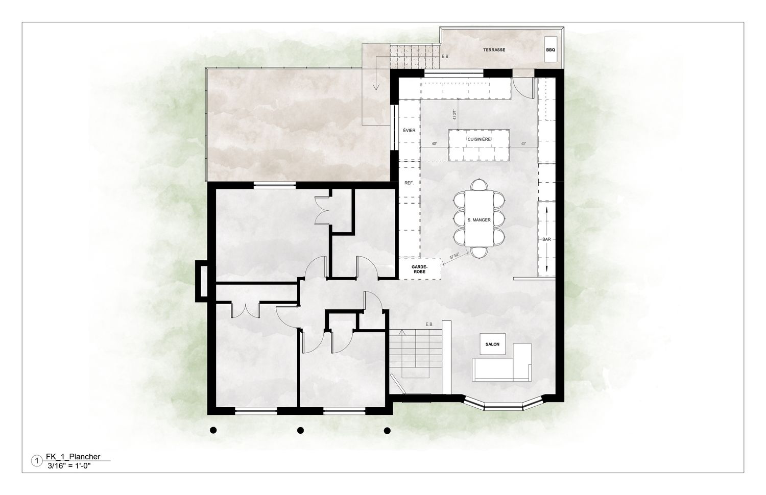 Plan de niveau d'un projet de Agrandissements de maison près de Montréal/Laval/Longueuil (Grand Montréal) de ExARCITÉ inc