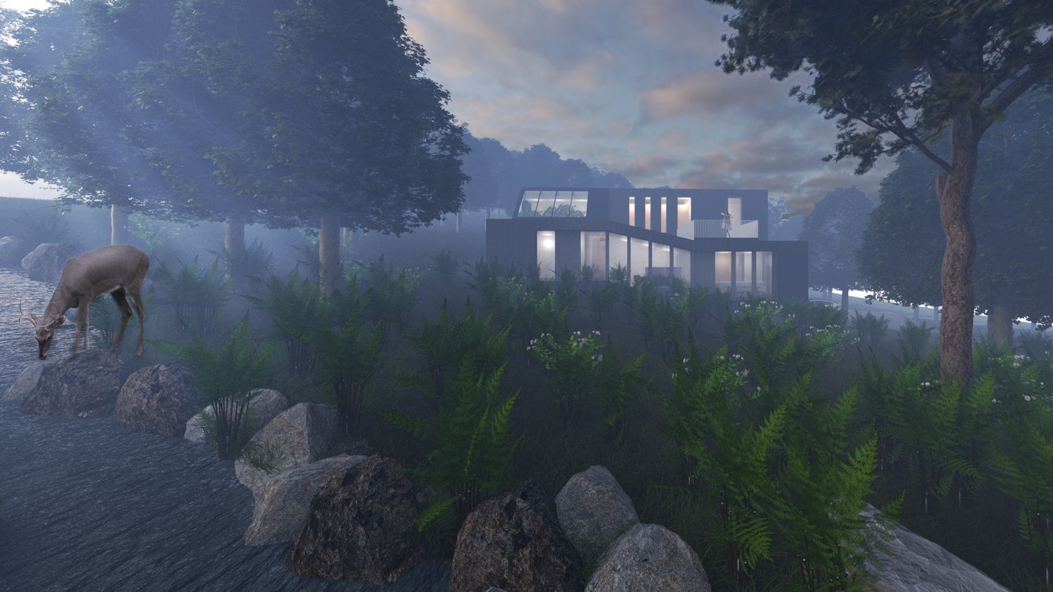 3D Rendering from a Single family homes project near Granby - Bromont - Cowansville by Benoit Muyldermans Architecte