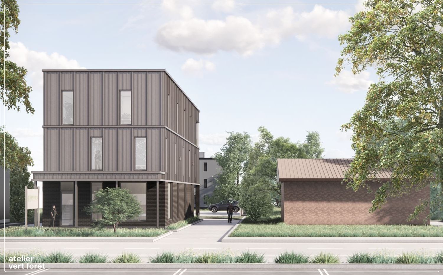 Renderizado en 3D de un proyecto de tipo Desarrollos inmobiliarios cerca de Ciudad de Quebec - Lévis por atelier vert forêt