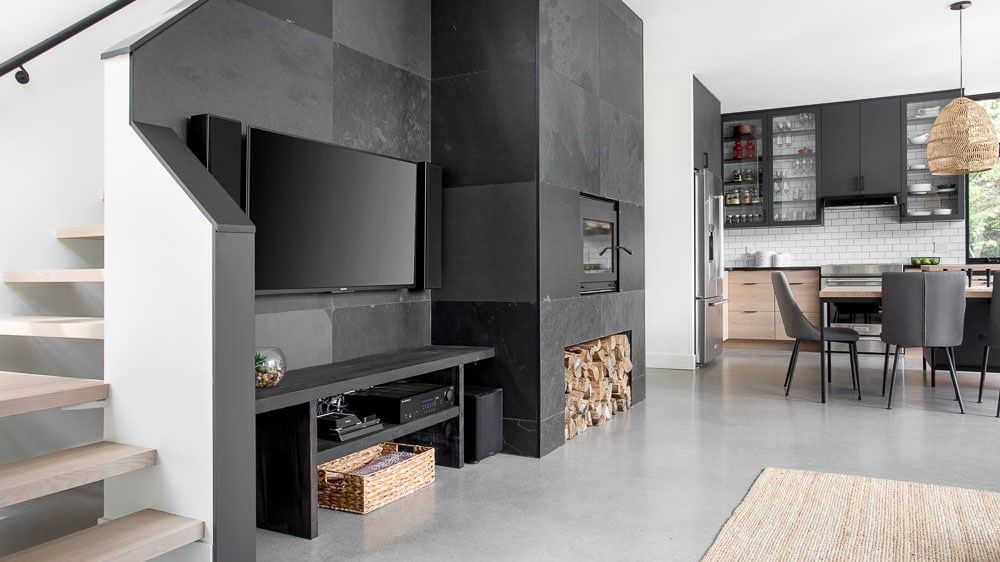 Living Room from a Single family homes project near Saint-Jerome (Laurentides) by Écohabitations boréales