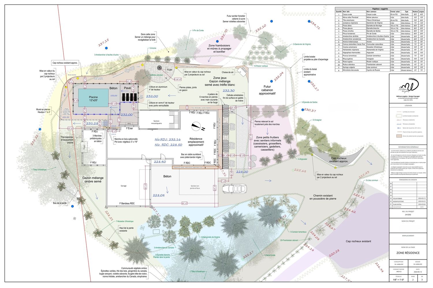 Plan d'aménagement paysager d'un projet de Aménagement paysager près de Granby/Bromont/Cowansville (Estrie) de Melissa Langlois - Design paysager