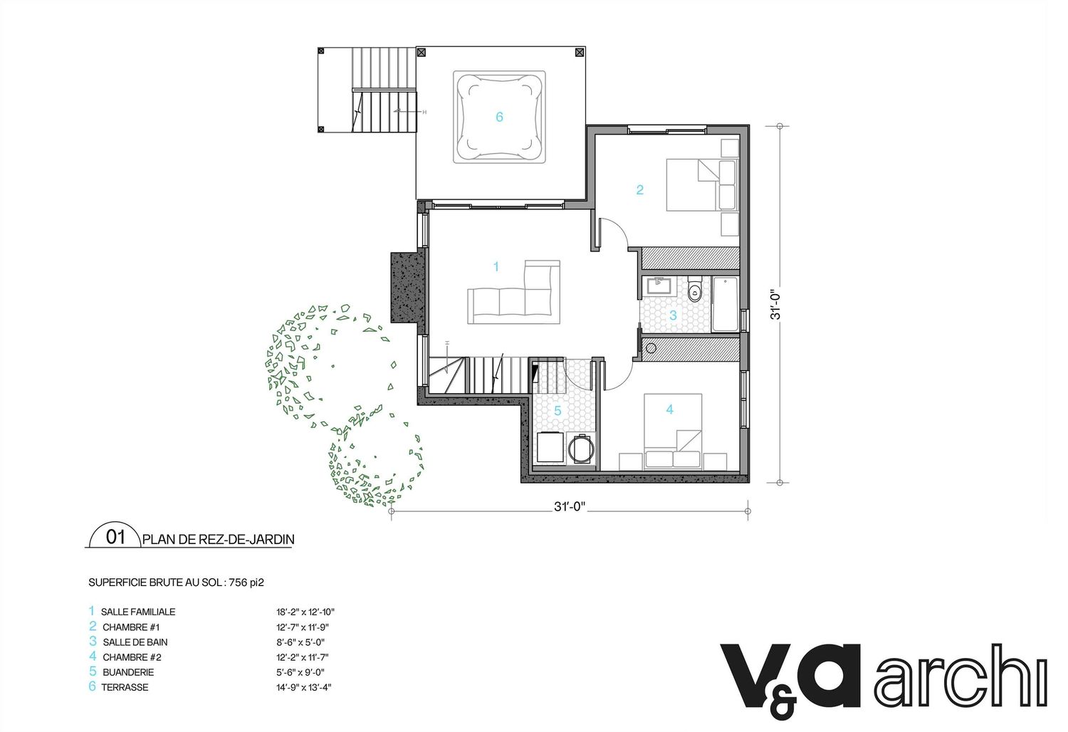 Floor Plan from a Single family homes project near Montreal (Greater Montreal) by VA architectures & design