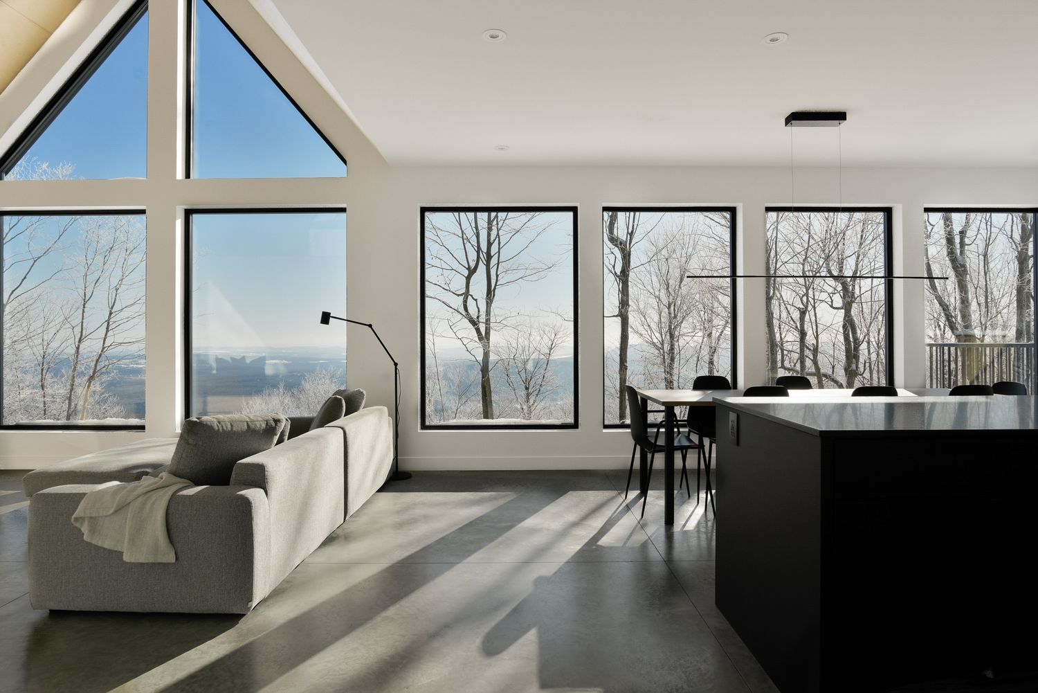 Salon d'un projet de Maisons unifamiliales près de Granby/Bromont/Cowansville (Estrie) de Écorce architecture écologique