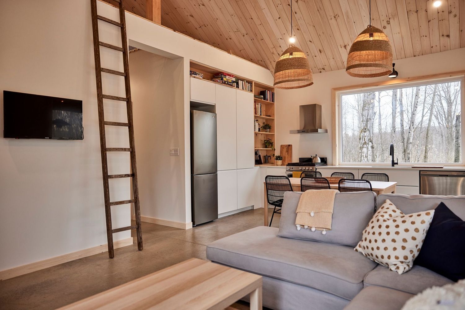 Living Room from a Single family homes project near Granby - Bromont - Cowansville by Ancré. Architecture & Design