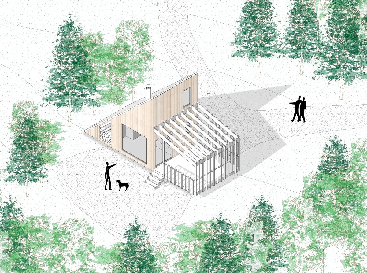 Renderizado en 3D de un proyecto de tipo Mini casas cerca de Gatineau (Outaouais) por Atelier L'Abri