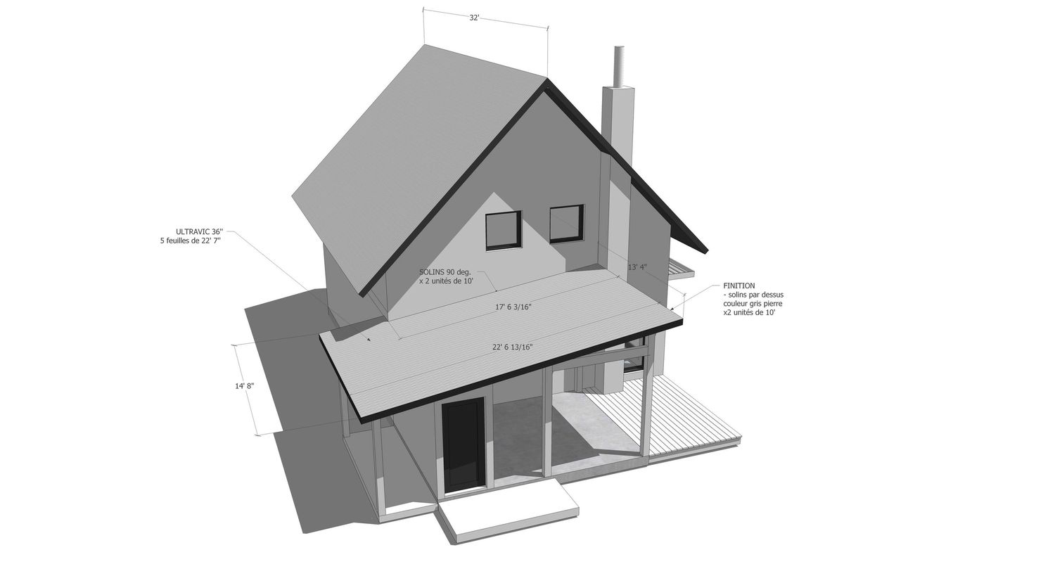 Diagrama de un proyecto de tipo Modelado y renderizado 3D cerca de Rimouski (Bas-Saint-Laurent) por ORIGINE Écoconstruction inc.