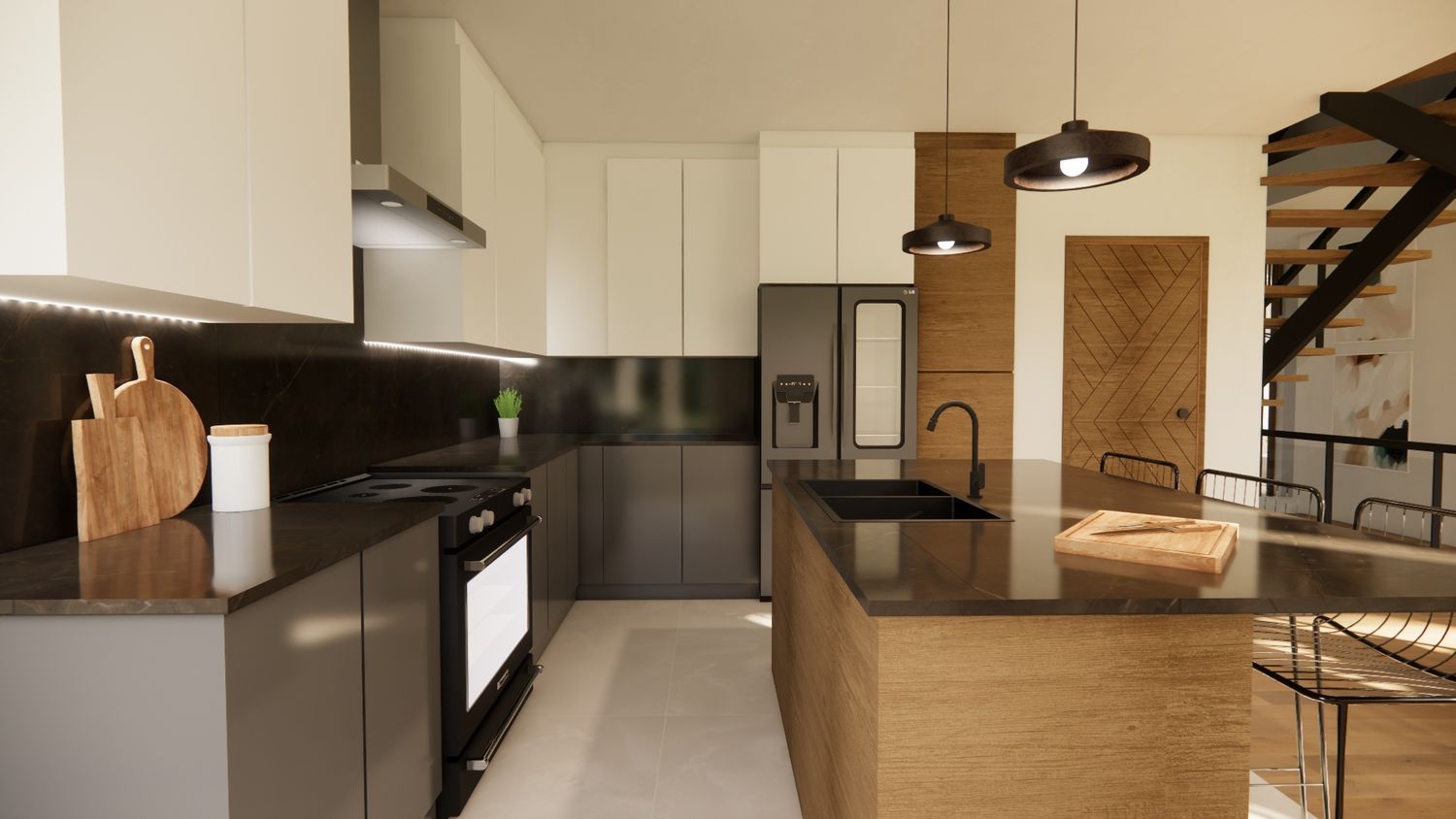 Renderizado en 3D de un proyecto de tipo Viviendas unifamiliares cerca de Montreal (Gran Montreal) por E.L. Concept - Architecture et Design