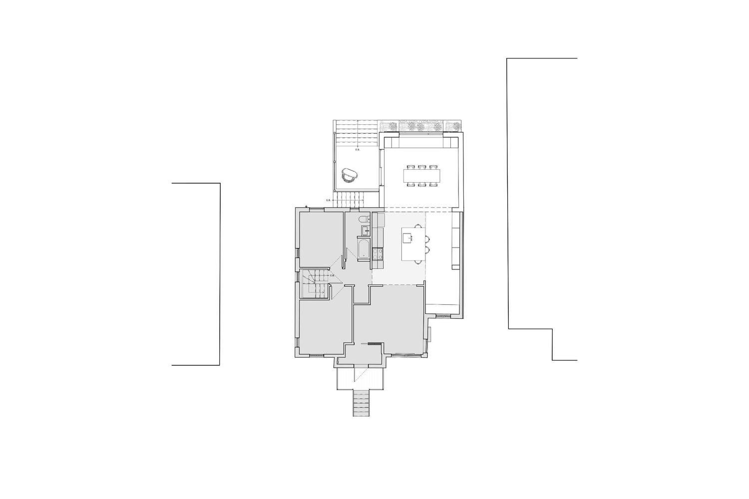 Plan de niveau d'un projet de Agrandissements de maison près de Montréal/Laval/Longueuil (Grand Montréal) de atelier vert forêt