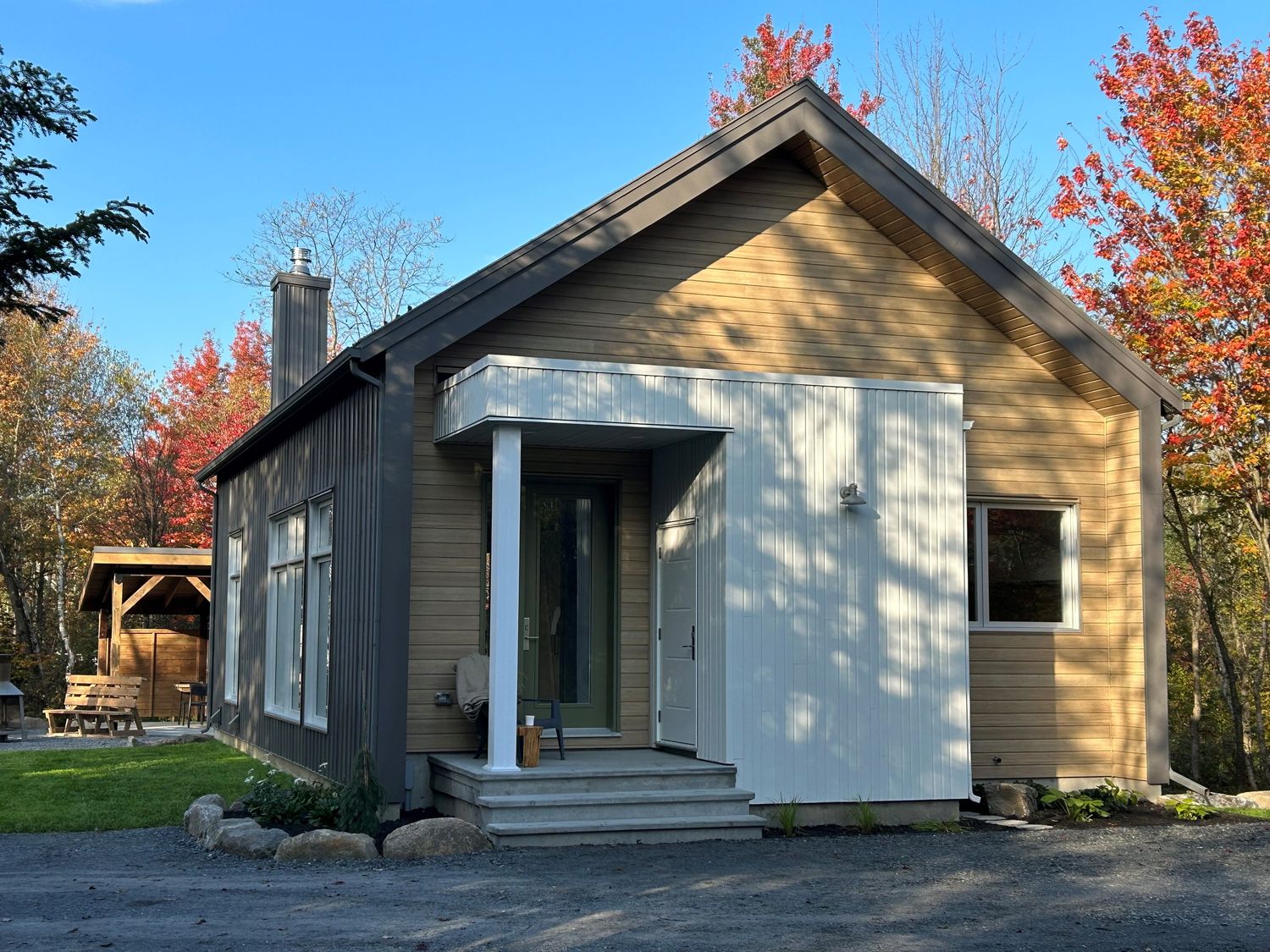 Fachada frontal de un proyecto de tipo Viviendas unifamiliares cerca de Drummondville (Centre-du-Québec) por Construction Thibodeau
