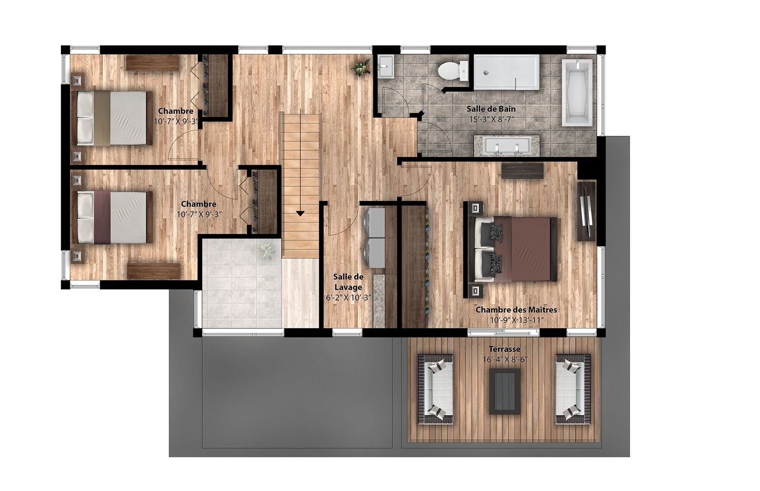 Floor Plan from a Prefab and Modular Houses project near Joliette (Lanaudière) by Bâtiment Préfab