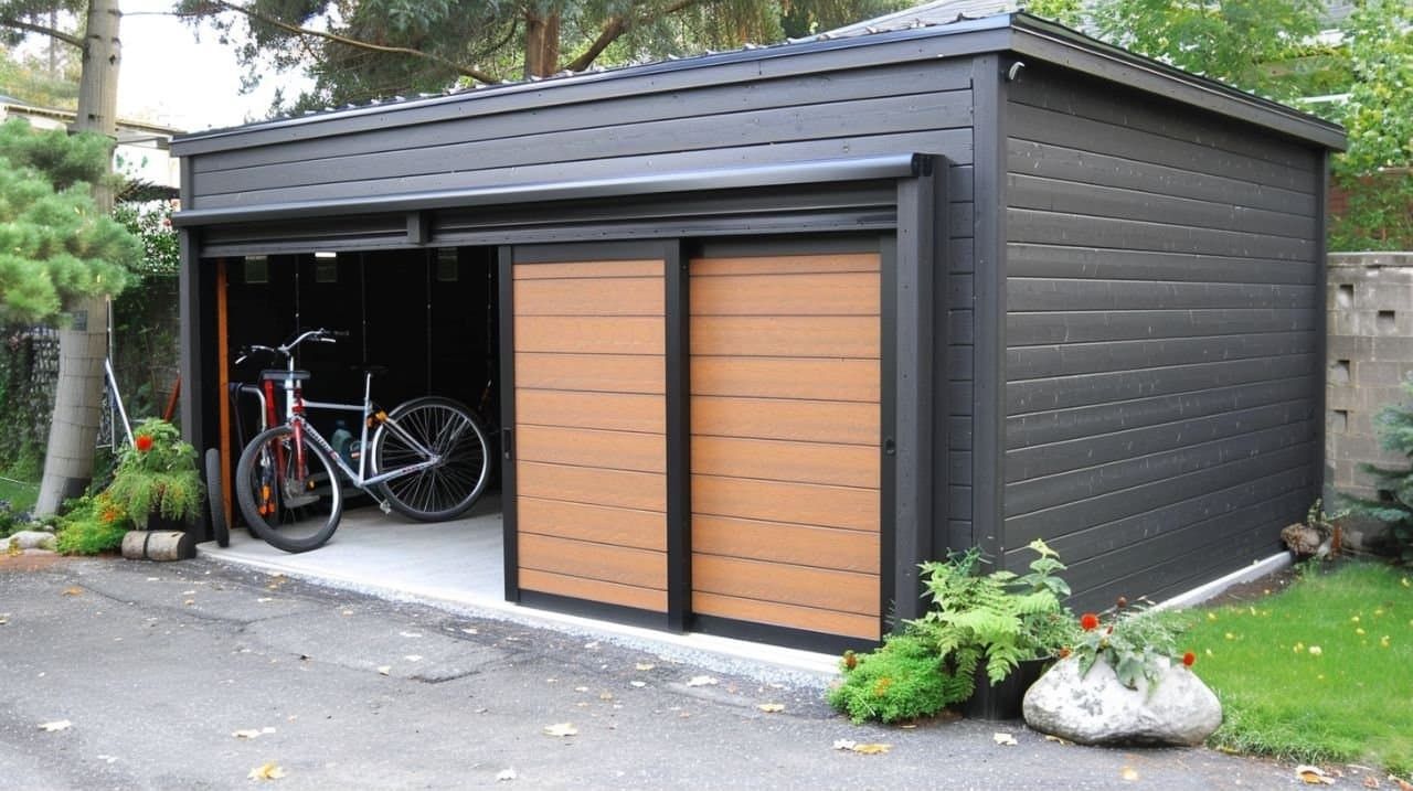 Garage et cabanon d'un projet de Maisons usinées et modulaires près de Austin de Metal America