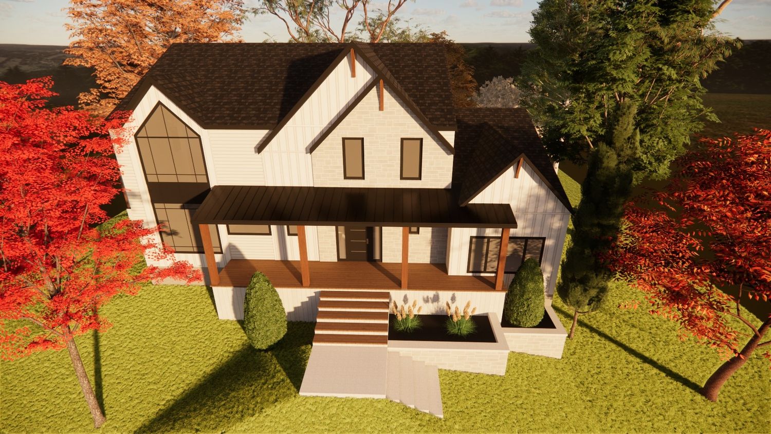 Rendu 3D d'un projet de Maisons unifamiliales près de Saint-Jérôme/Blainville (Laurentides) de FD Architecture inc.