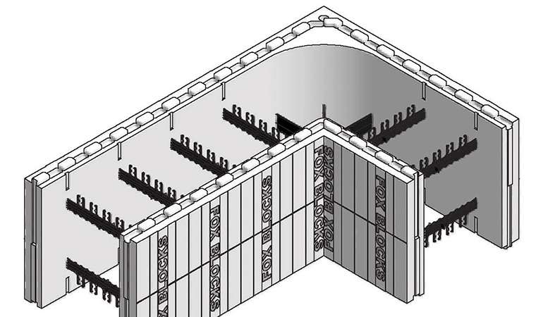 Schéma de blocs de coffrage isolant ICF