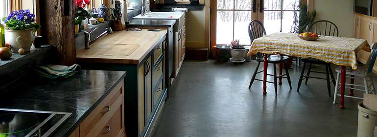 This concrete slab-on-grade floor has been finished and polished 