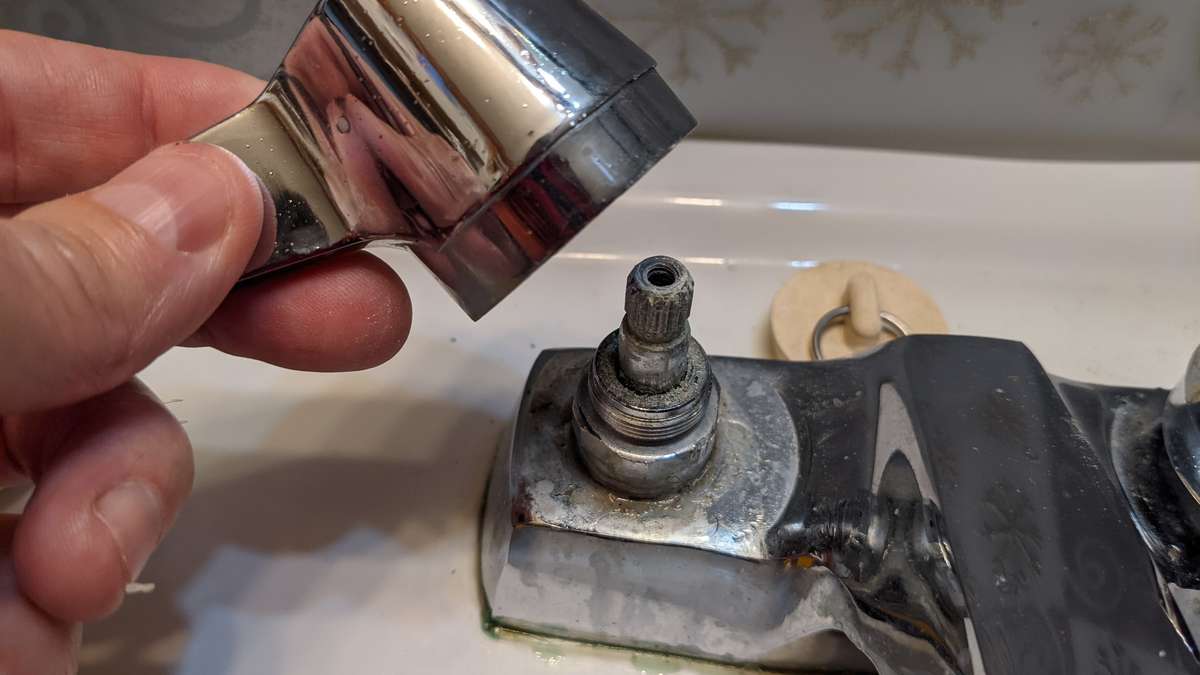 This is what the top of a leaking faucet cartridge looks like