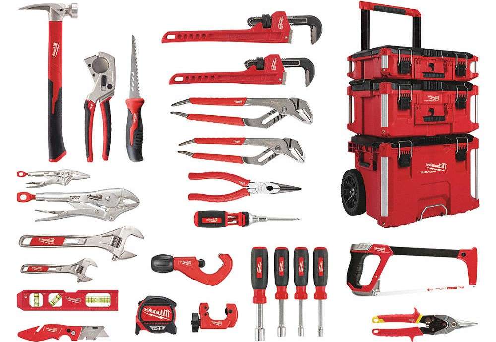 This image shows a basic plumbers tool kit - but it's a bit over the top for a simple dripping faucet repair