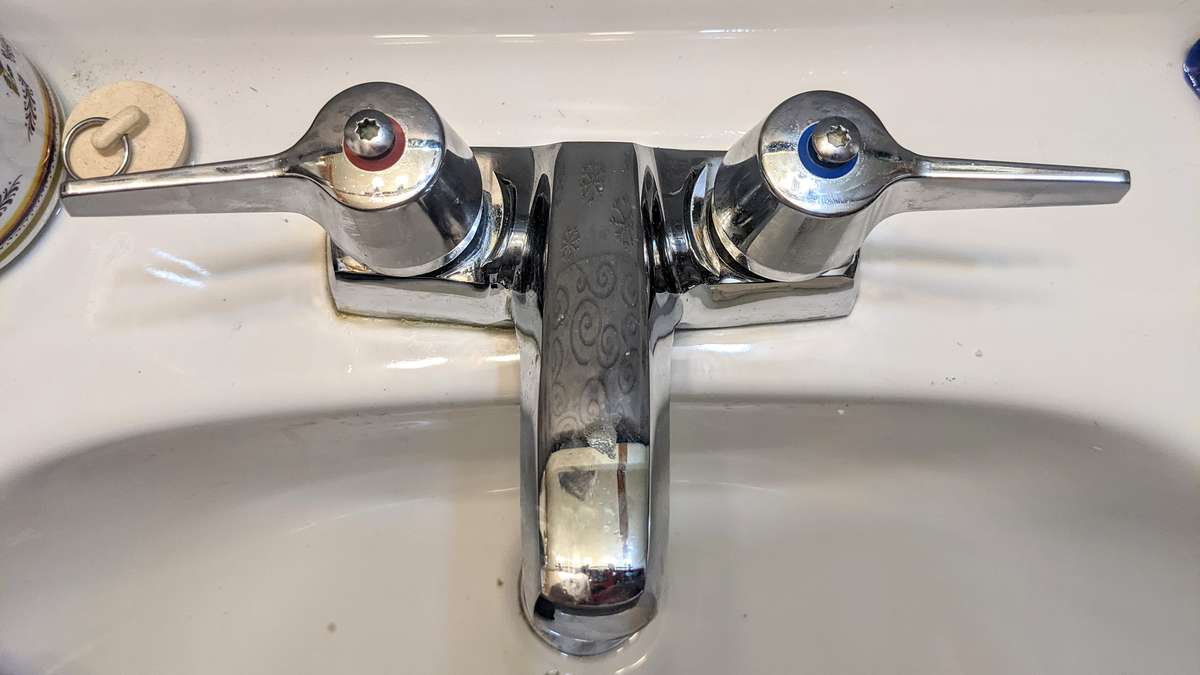 This is where the leaky faucet quarter turn levers used to stop turning before repair