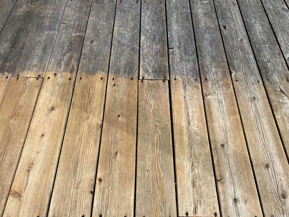 Will pressure washing a deck restore the original color? Here's a before and after comparison.
