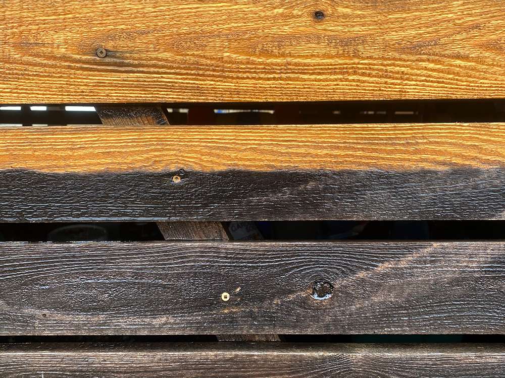Restoring old cedar deck boards to look like new - before and after picture
