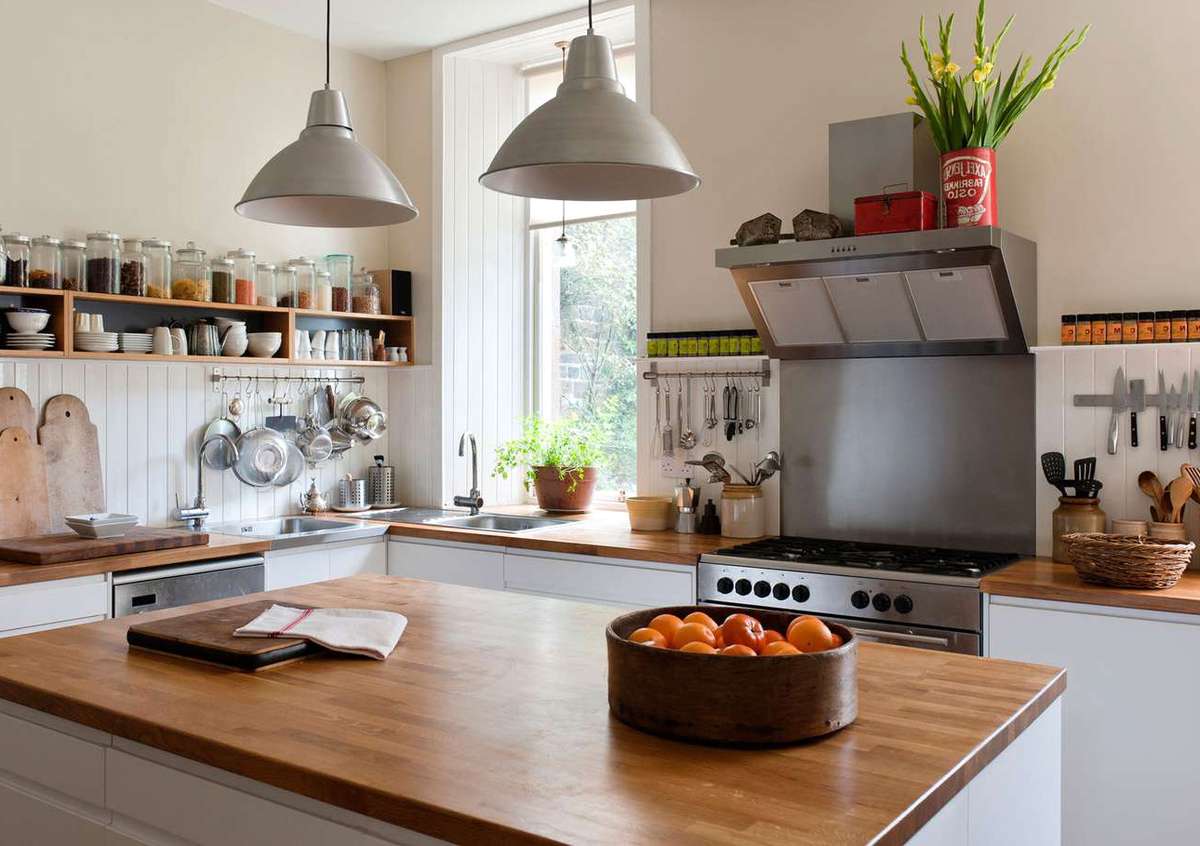 Wooden butcher block kitchen countertops are natural and sustainable