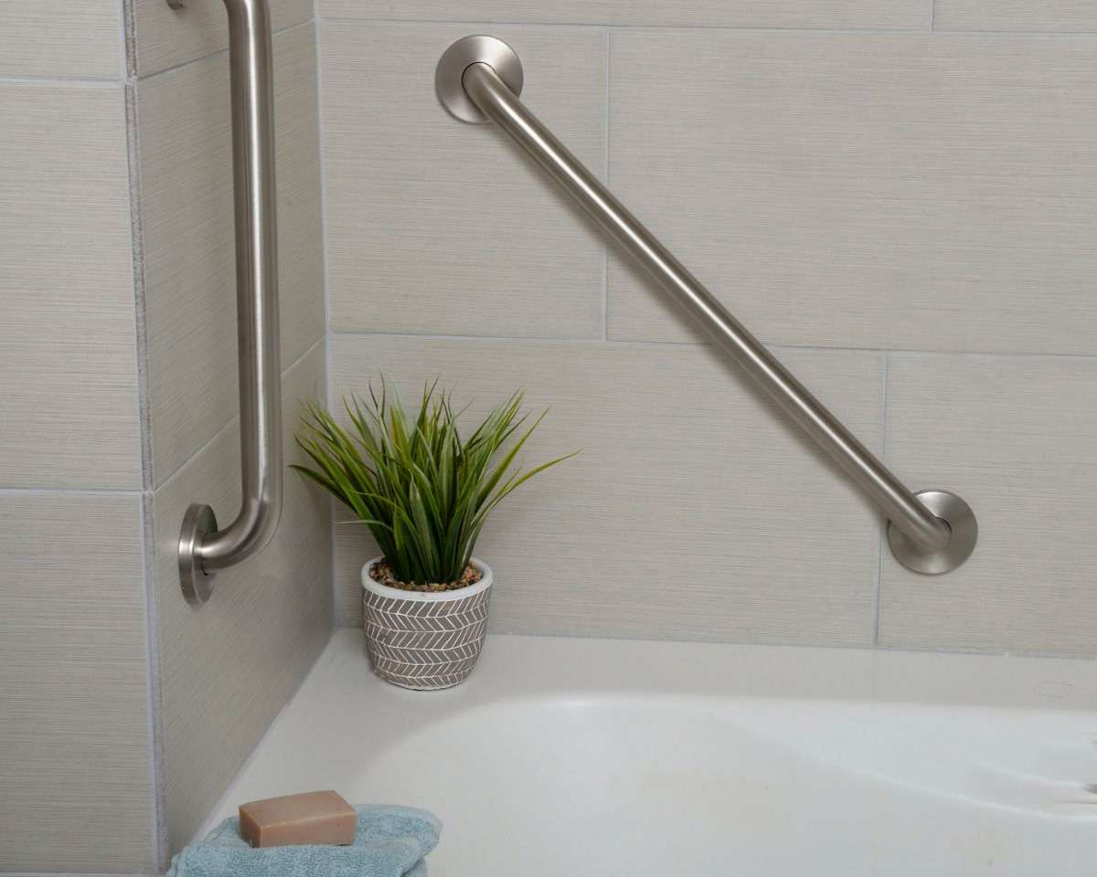 Grab bars around bathtubs for safety
