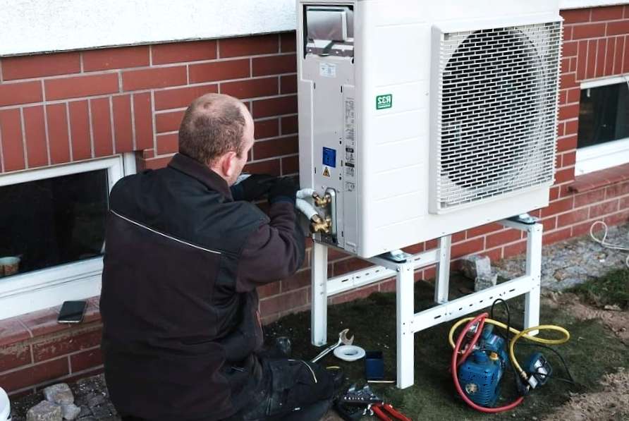 Heat pump installation in Melbourne, Victoria, under a new grant for Australian-manufactured heat pump products.