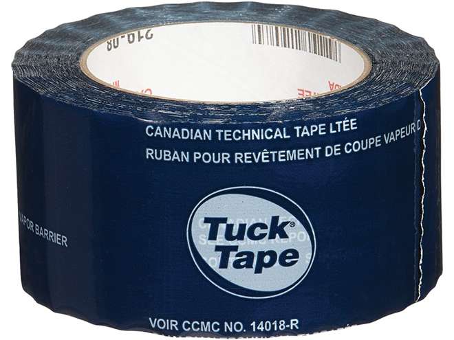 Blue Tuck Tape is better for air barrier sealing than red Tuck Tape