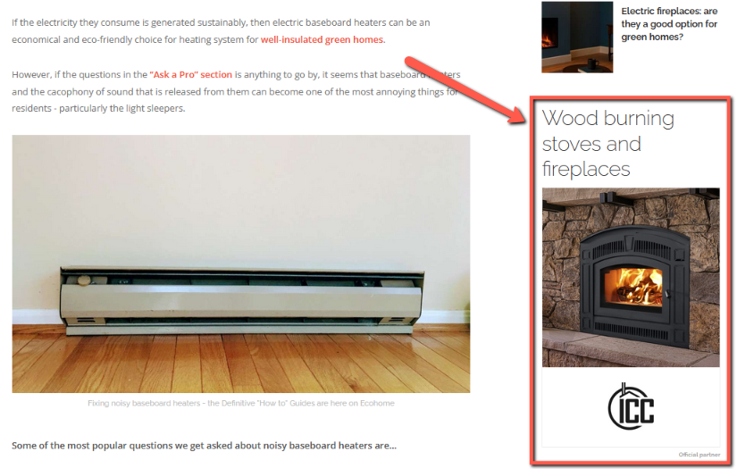 Panel adverts in content pages are part of the ECO+ VISIBILITY Combo pack